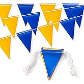Warning Safety Pennant Banner Flags – Multipurpose 105FT OSHA Bright BLUE/YELLOW Triangle Flags for Construction,Outdoor & Event Hazard Precaution(BLUE+YELLOW,45pcs,105FT)