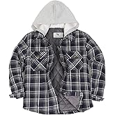 ZENTHACE Kids Quilted Lined Hooded Flannel Jacket, Winter Warm Snap Button Coat for Boys Girls,Lightweight Thermal Outerwear