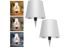 Mebaraul 2 Pack Wireless Bottle Lamp Shade,Rechargeable LED Portable Cordless Table Lamp, 3 Colors Stepless Dimming Touch Wine Bottle Lights for Outdoor Bars Dining Bedroom(White)
