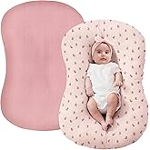FUNUPUP Muslin Baby Lounger Cover Compatible with Snuggle Me Lounger, Infant Lounger Pillow Cover for Newborn, Removable Newborn Lounger Cover for Boys and Girls, Only Cover, Pink&Pink Flower