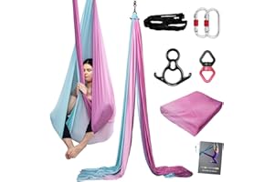 PRIOR FITNESS Aerial Silks Kit Colorful 9/15/20 Yards 40D Nylon Fabric Hammock Set With Hardware & Guide for All Levels Of Aerial Yoga Practice and Acrobatic Flying For Adults Aerial silk