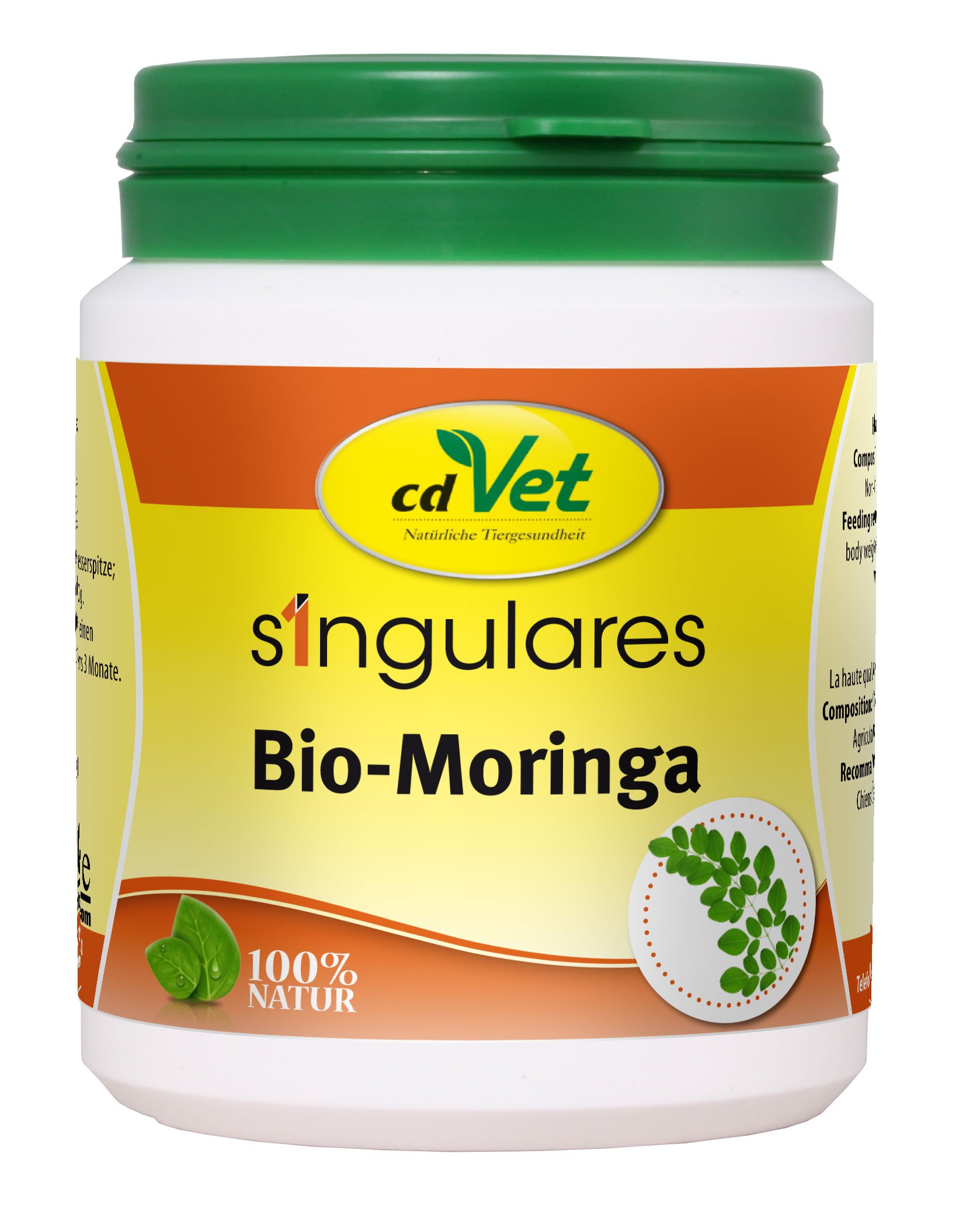cdVet Naturprodukte Singulares Bio-Moringa 100 g - Dog, cat, horse, rabbit - feed material - rich in vitamins + nutrients + amino acids + iron - organically grown - 100% Bio- Moringa -