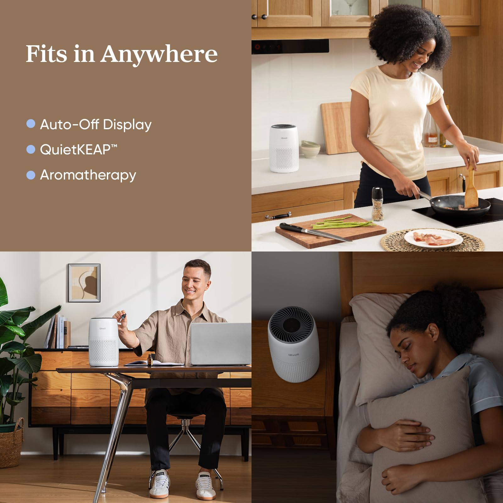 LEVOIT Air Purifiers for Bedroom Home Dorm, 3-in-1 Filter Cleaner with Fragrance Sponge for Better Sleep, Filters Smoke, Allergies, Pet Dander, Odor, Dust, Office, Desktop, Core Mini-P, White