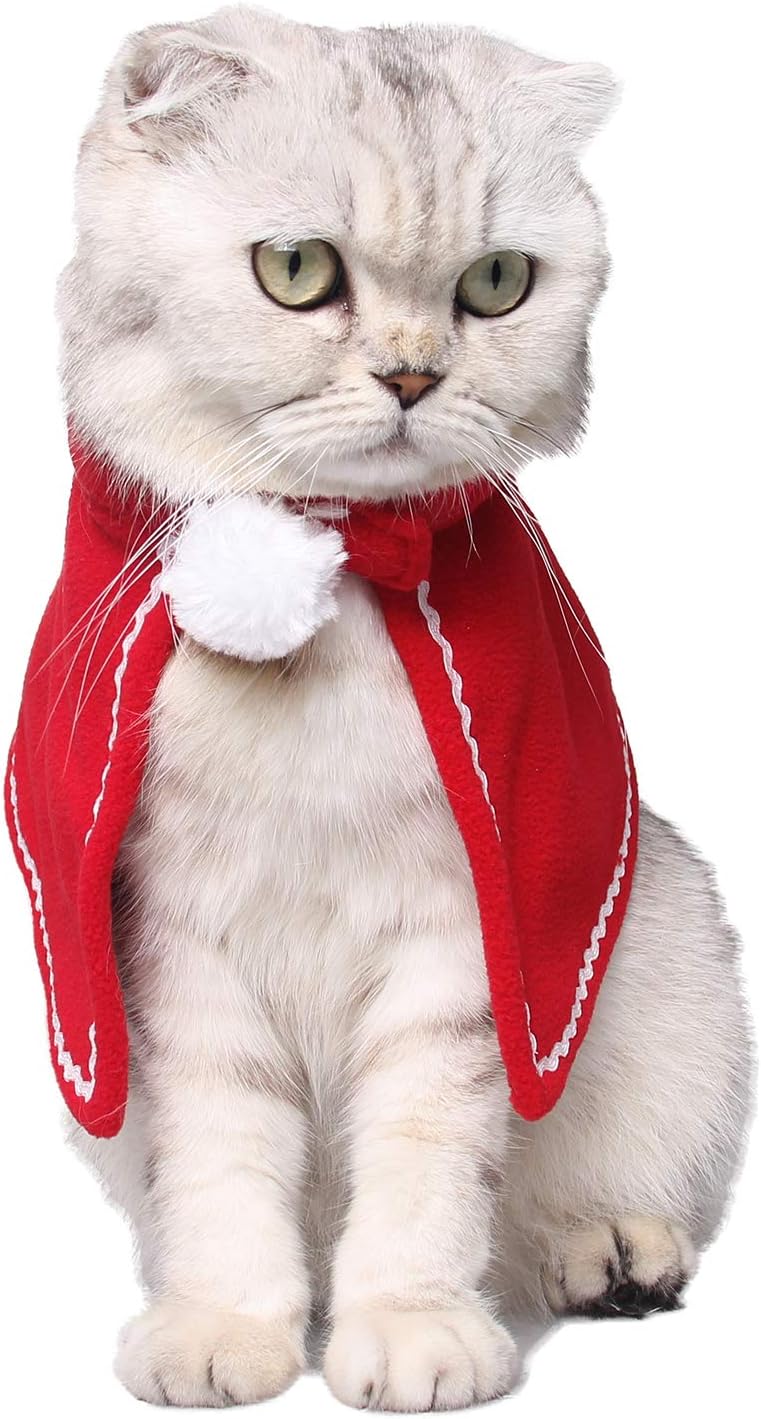 PEDOMUS Cat Costume Christmas Pet Costumes Red Pet Cape Cat Christmas Cat Outfit Christmas