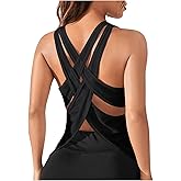 OYOANGLE Women's Sleeveless Workout Tops Racerback Athletic Loose Shirts Lightweight Yoga Gym Clothes Running Tank Tops
