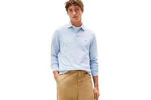 Tommy Hilfiger Men's Long Sleeve Polo Shirts in Regular Fit with Stretch and Organic Pique Cotton