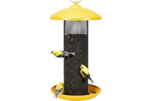 Kingsyard Metal Mesh Wild Bird Feeders for Outdoor Hanging, Tube Finch Bird Feeder for Backyard & Garden, 2 lbs Thistle Seed 