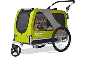 DOGGYHUT® Premium Large/XL Pet Bike Trailer & Stroller for Large Sized Dog or Multiple Small Dogs,Low Center of Gravity,Parking Brakes,Easy Folding Frame,Bicycle Carrier