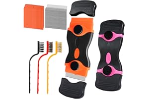 FENIKARA Razor Blade Scraper Tool,2 Pack Razor Scrapers with Extra 50Pcs Blades and 3pcs Wire Brushes Set,Glass Top Stove Scraper,Scraper Tool,Paint Scraper,Glass Scraper,Cleaning Tools for Oven, Cooktop