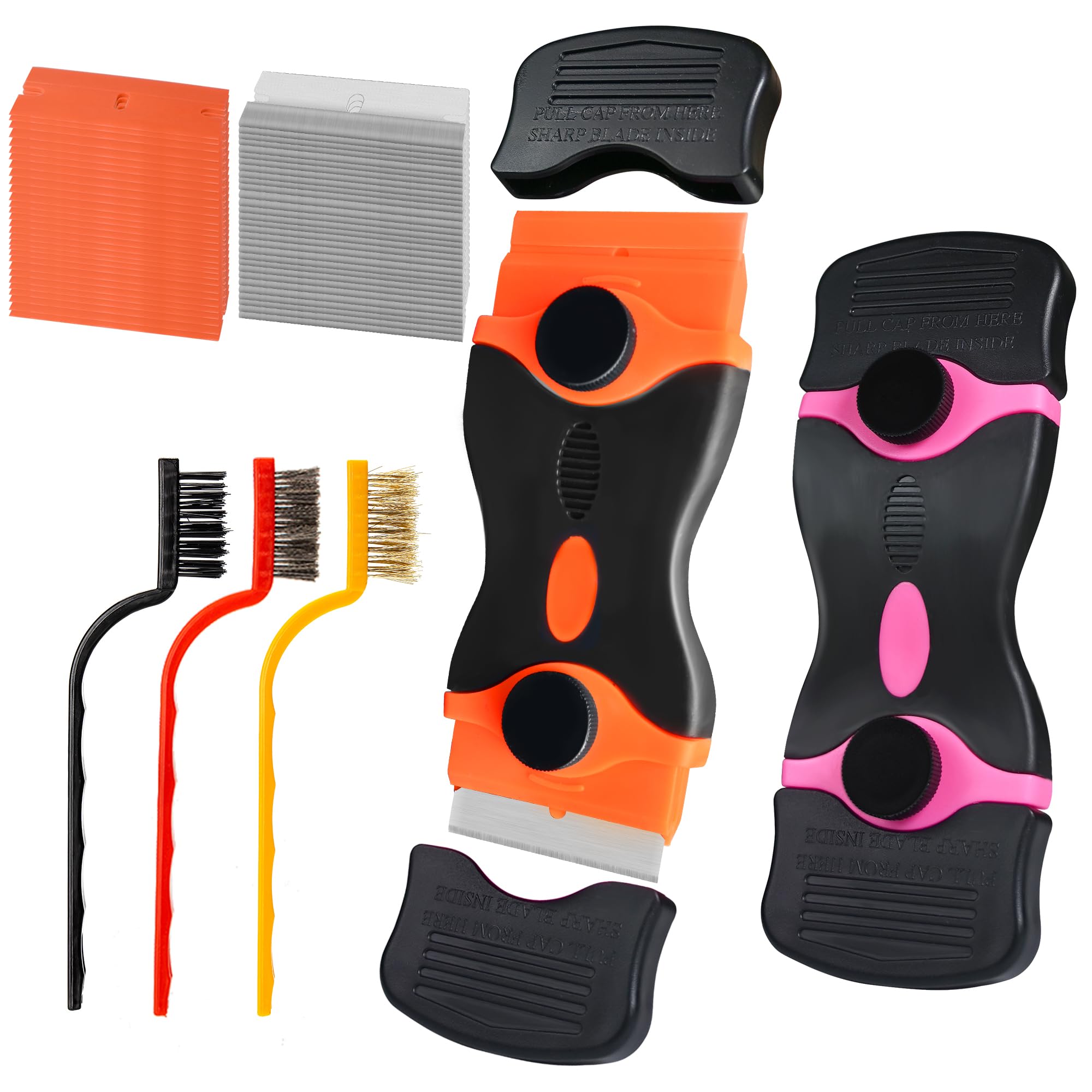 Razor Blade Scraper Tool,2 Pack Razor Scrapers with Extra 50Pcs Blades ...