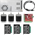RATTMMOTOR CNC Controller Kit, 3 Axis CNC Kit with Nema23 Stepper Motor 57*76mm 270Oz-in 3A 1.8Nm, TB6600 Driver 4A, USB Mach3 CNC Motion Control Card Breakout Board, 24V Power Supply for CNC Machine