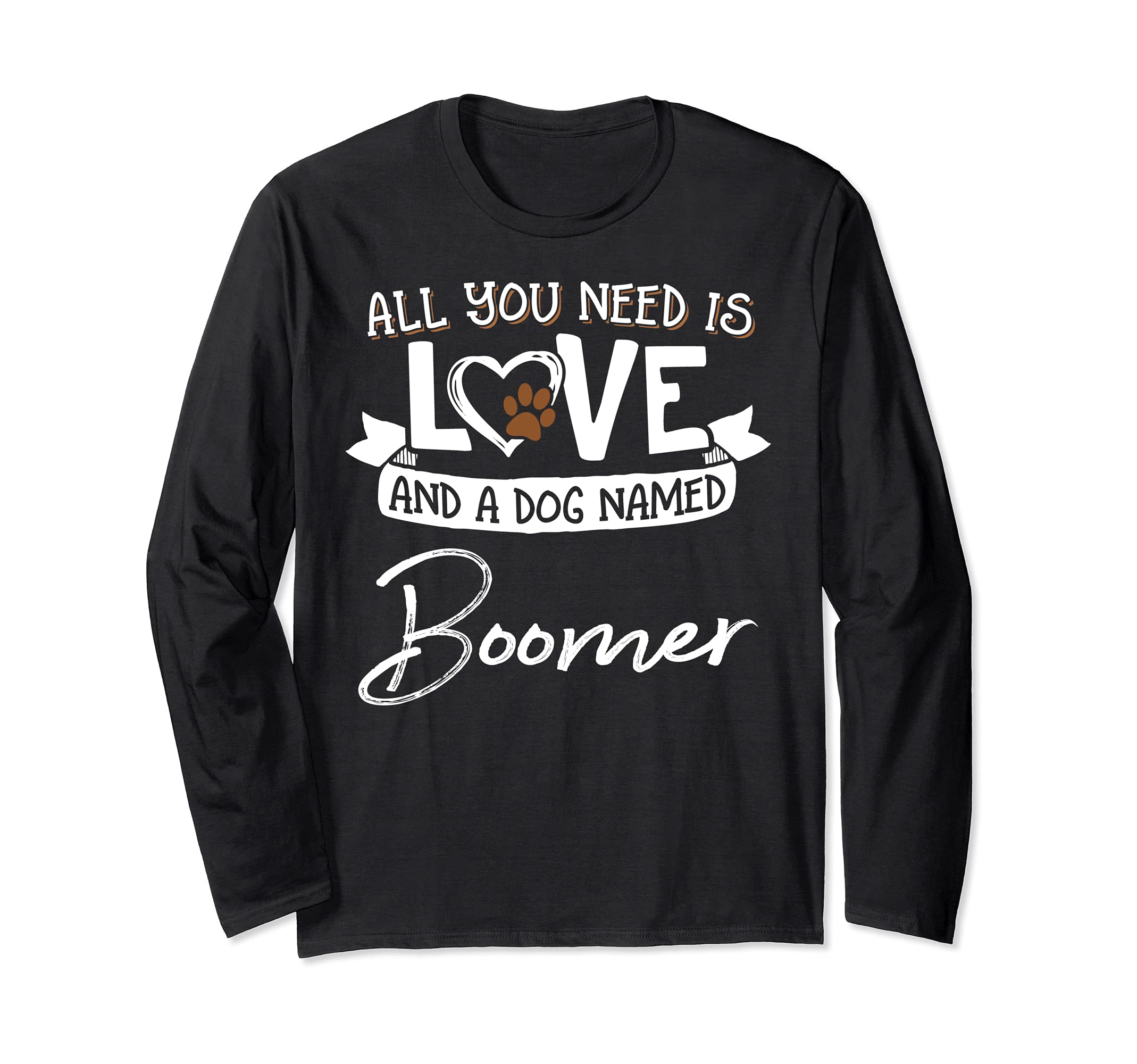 Cute Dog Named Boomer Design for Women and Men Long Sleeve T-Shirt