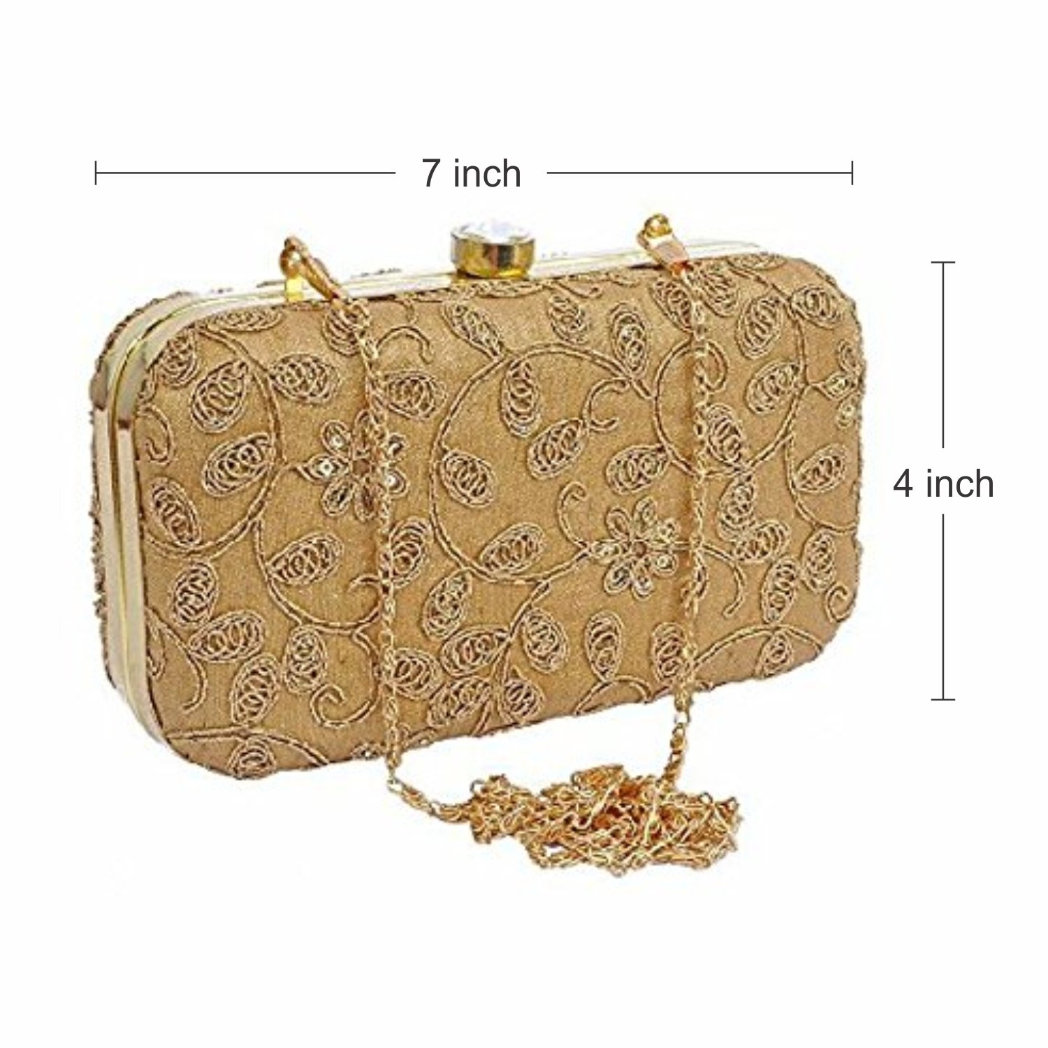 tooba handcrafted gsr6 women's box clutch (golden)