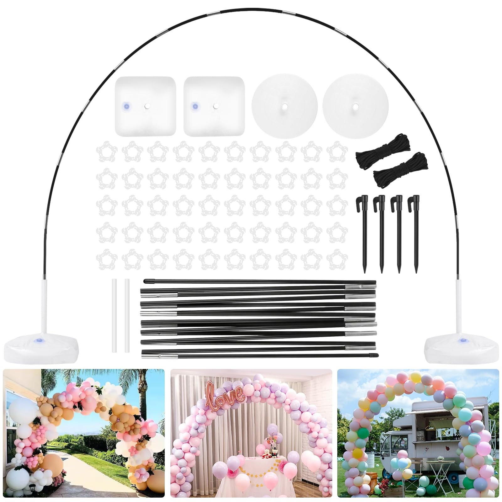 Photo 1 of Balloon Arch Kit, 10FT Wide & 7.5FT Tall Adjustable Frame, Balloon Arch Stand ideal for Party Decorations – Wedding, Birthday, Baby Shower Backdrop, Arch for Balloons, Balloons Not Included