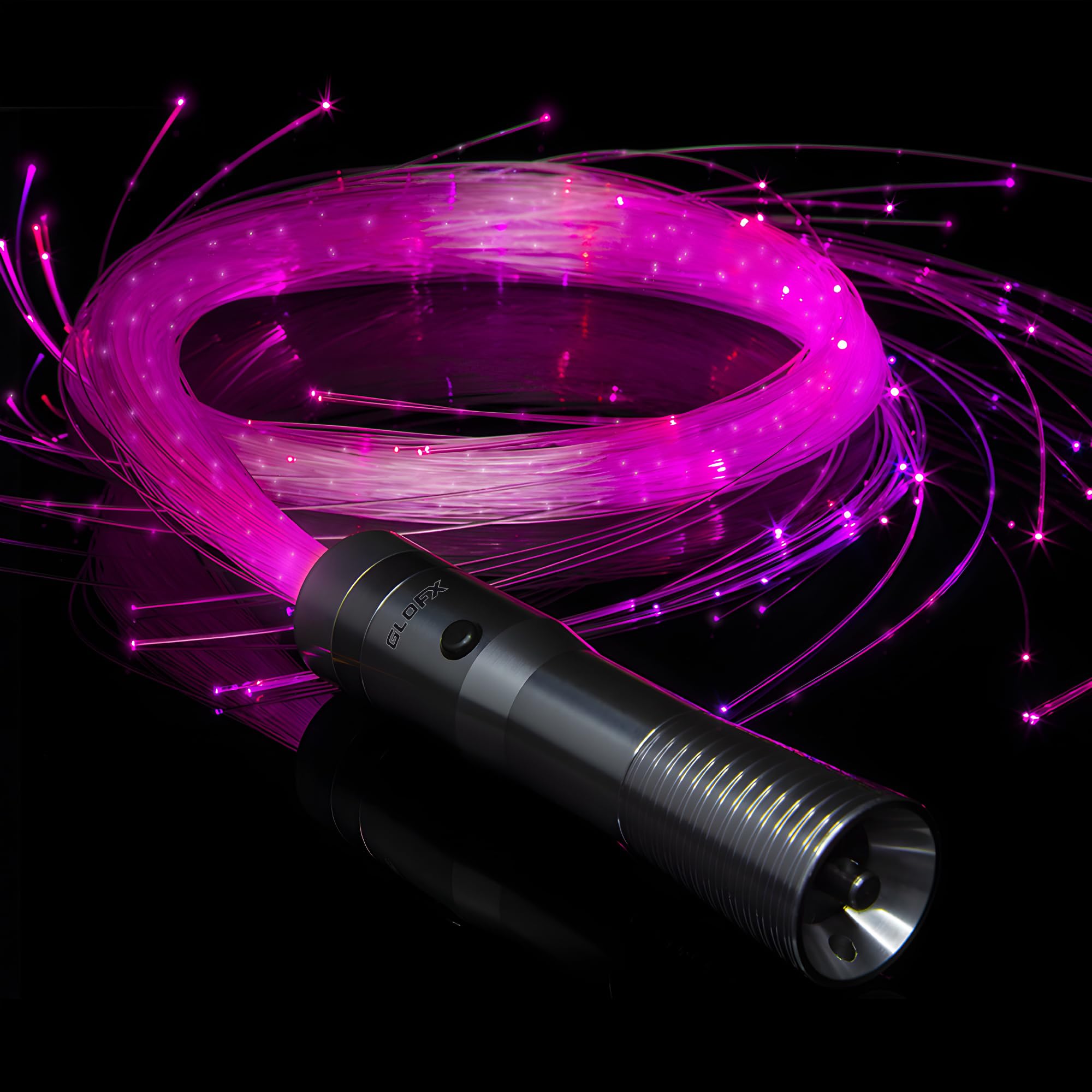 Photo 1 of GloFX Space Whip Remix | Programmable Led Fiber Optic 360° Swivel | Rave Accessory for Parties, Light Shows Music Festivals | Sparkle Fiber