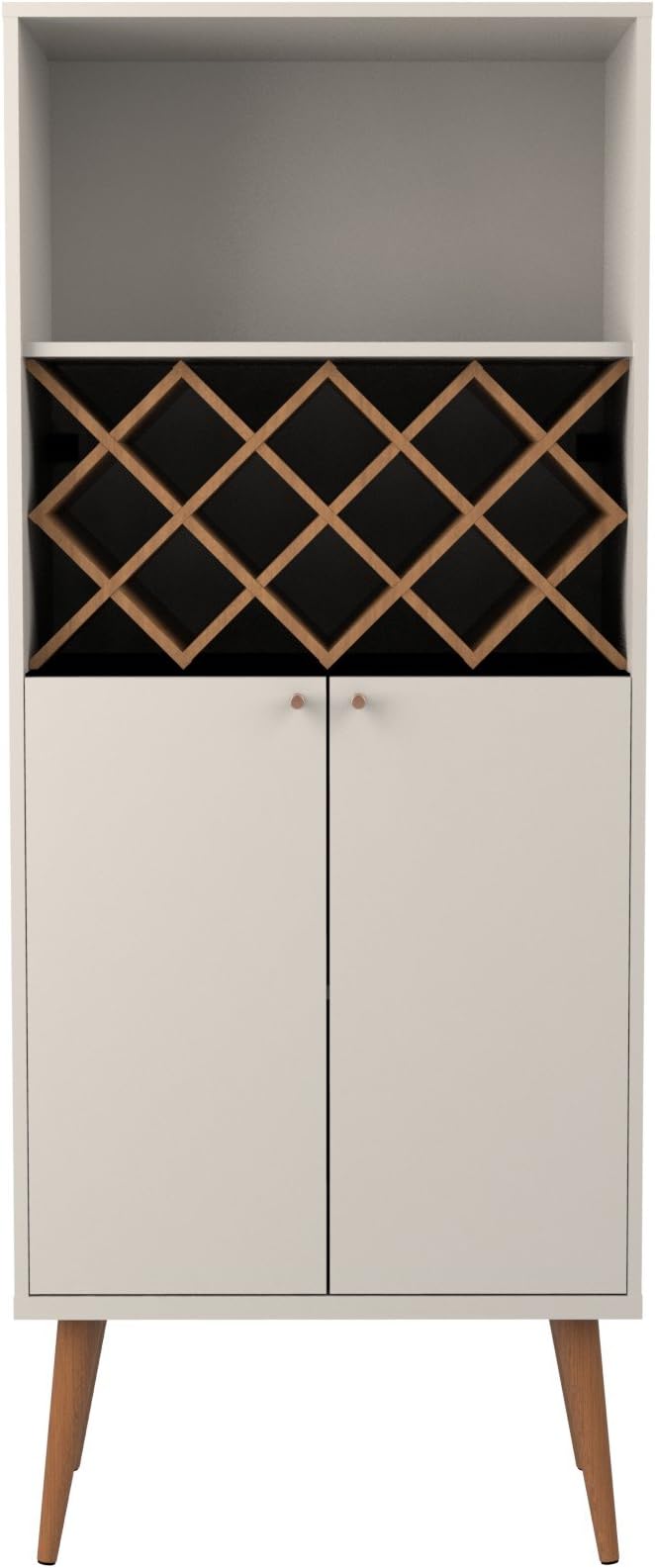 wine storage sideboard on Amazon Com Manhattan Comfort Utopia Collection Mid Century Modern Wine Holder With Storage Cabinet And Three Shelves Splayed Legs Off White Furniture Decor