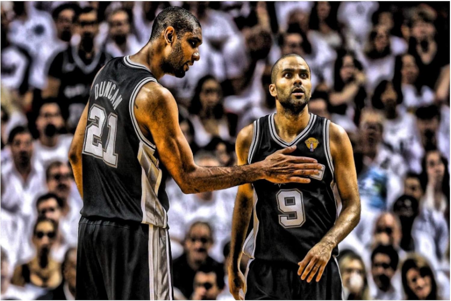 Baloncesto Tim Duncan Tony Parker pinturas en lienzo cuadros de arte de