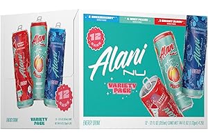 Alani Nu Variety Pack Sugar Free, Low Calorie Energy Drinks | 200mg Caffeine | Biotin, B Vitamins | Zero Sugar | 15 Calories or Less | 12 Fl Oz Cans | 12 Pack