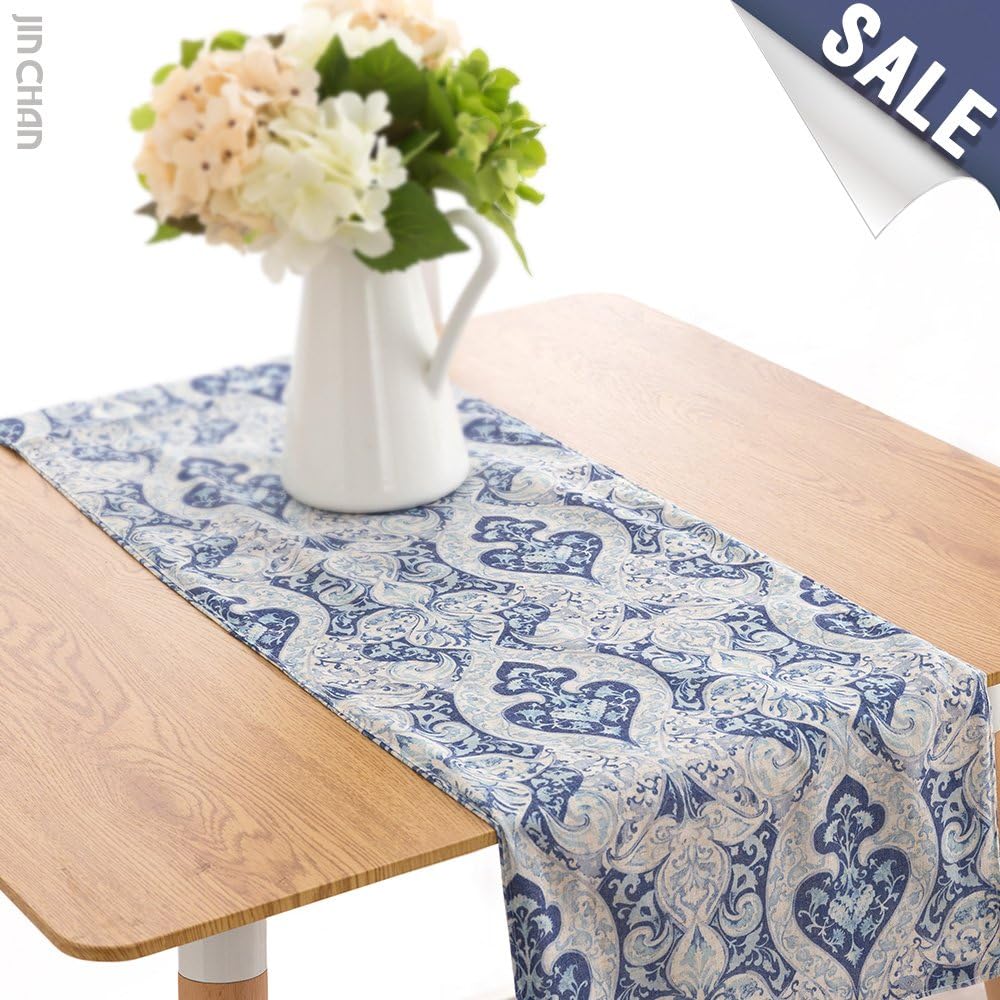 Best blue damask table runner