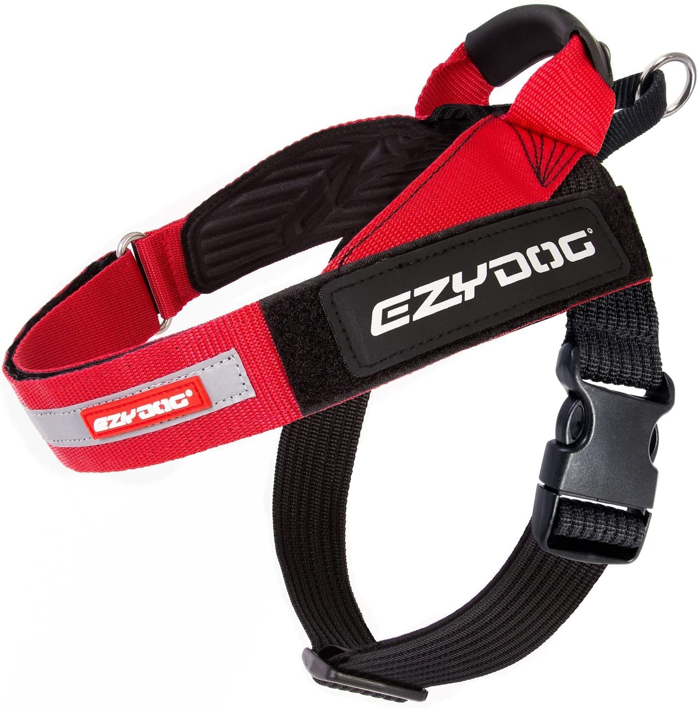 EzyDog Express Dog Harness | Dog Harness for Small, Medium and Large Dogs, Angled Ergonomic Design, Moulded Grip Handle, Easy Release Side Buckle (S, Red)