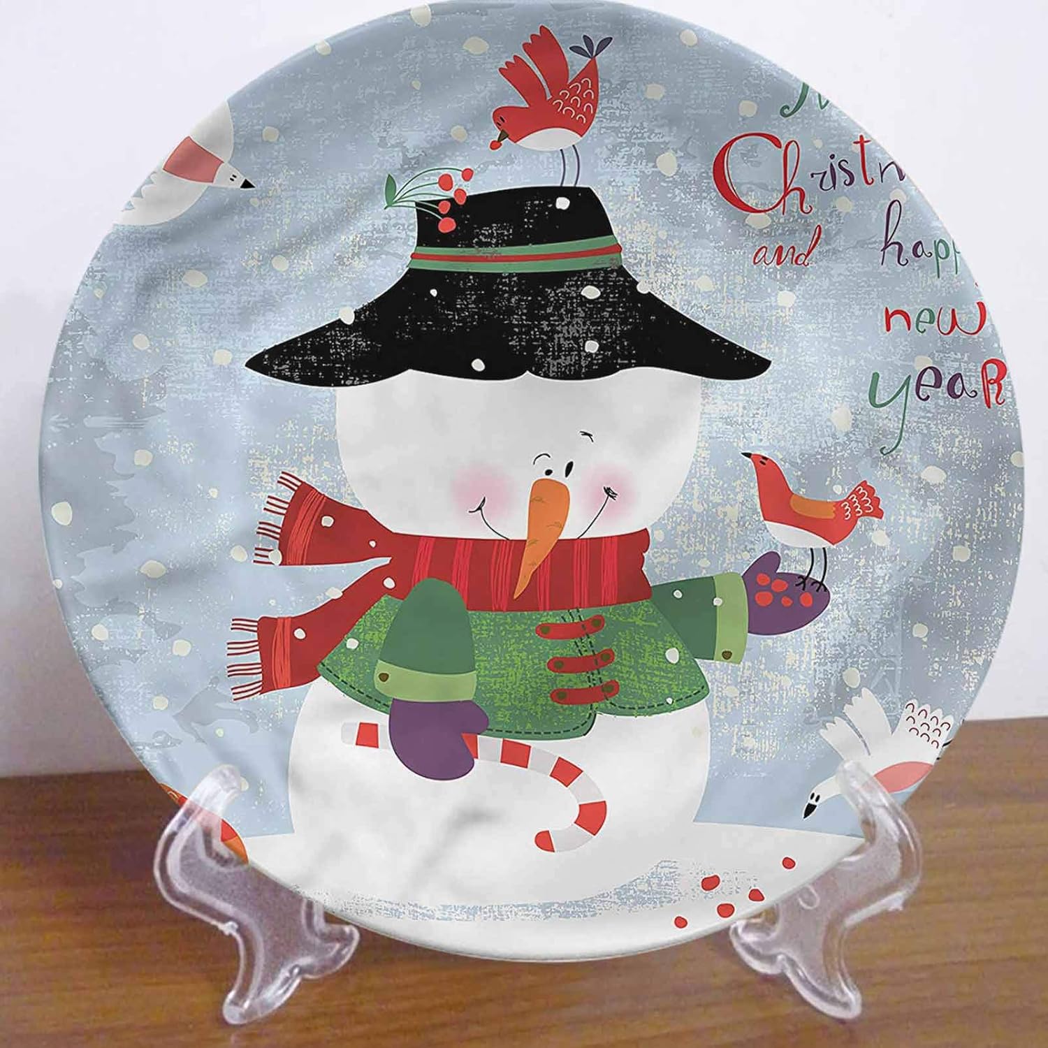 Amazon.com: LCGGDB 6 Inch Snowman Pattern Ceramic Decorative Plate,Xmas ...