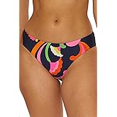 Trina Turk Poolside - Women's Hipster Bikini Bottom, Floral Print, Adjustable, Tie Back, Swimwear Separates for Women, Multicolor, 12