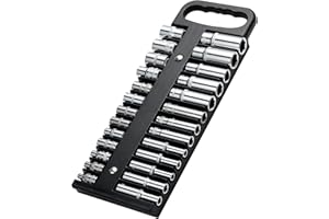 Reniteco Magnetic Socket Holder Set, Black Portable Magnetic Socket Organizer Tray, Heavy Duty Socket Racks For 1/4-inch Drive, Hold 26 Sockets - Fit Shallow & Deep Sockets- Organize Your Tools