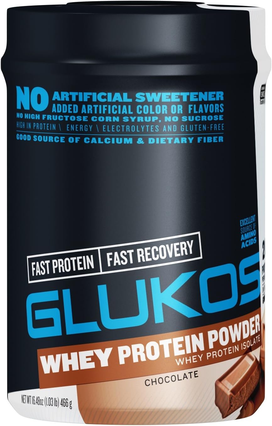 Glukos Energy Whey Protein Powder, Chocolate, 1 lbs
