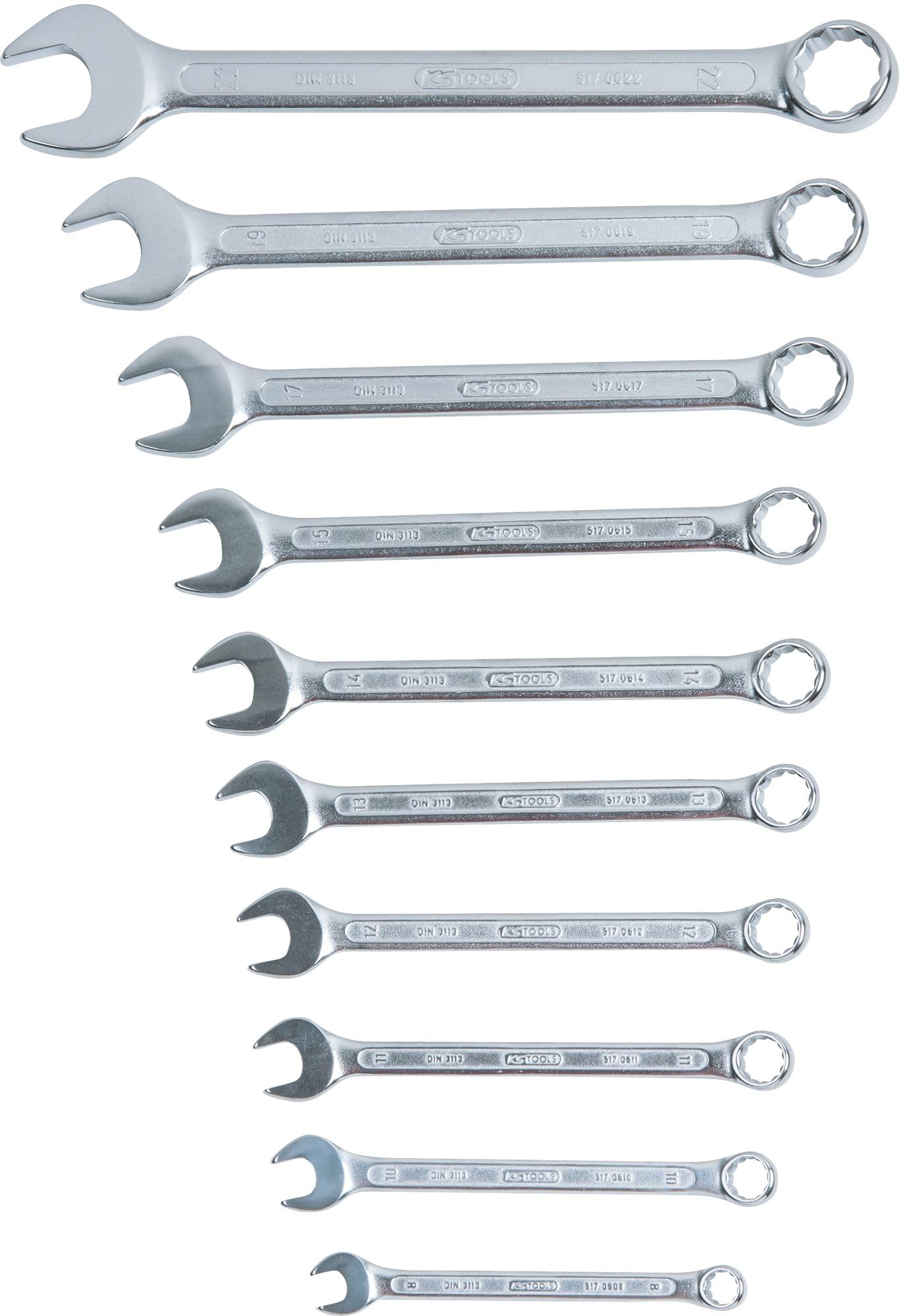 KS TOOLS 517.0080 Combi spanner set offset, 10 pcs, 8-22mm