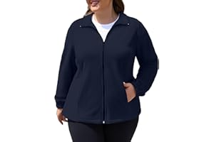 COOTRY Plus Size Fleece Jacket Women Lightweight Zip Up Jackets Soft Warm Long Sleeve Polar Coat with Pockets for Winter