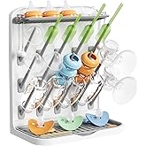 Lifewit Large Baby Bottle Drying Rack, 15 Hooks Vertical Rack Dryer with Removable Pacifiers Box, Drip Tray, Space Saving Cou