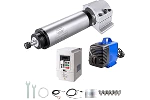 ZHONG HUA JIANG CNC Spindle Motor Kits, 110V 1.5KW 65mm Water Cooled Spindle Motor CNC motor +110V 1.5KW VFD+Clamp Mount +Water Pump+ Water pipe+ER11 Collet set + Drill bits+ wires+wrenches for CNC Router Machine