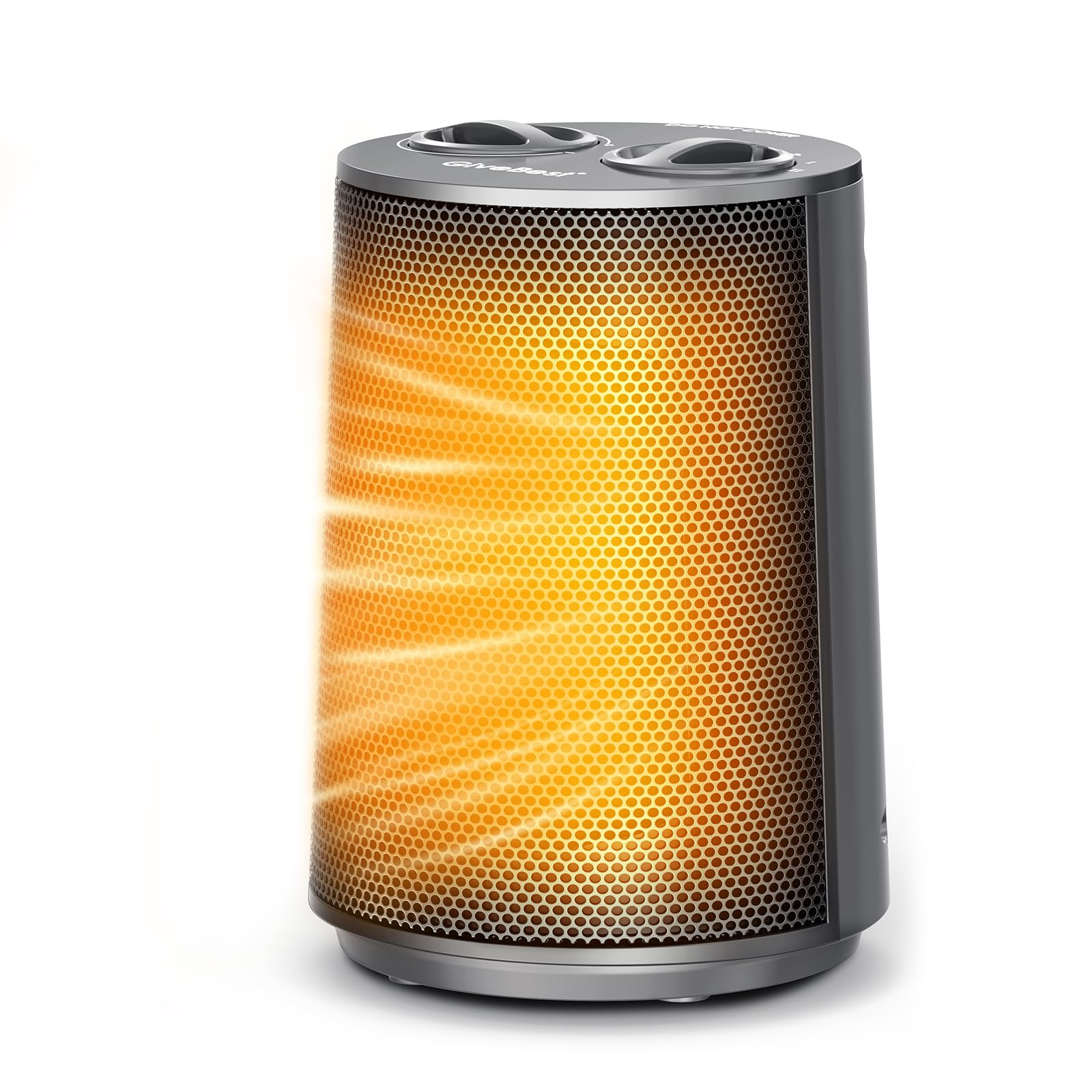 GiveBest Portable Space Heater – 1500W Quiet & Energy Efficient Overheat & Tip-Over Protection, Fast Heating PTC Technology, Ideal for Bedroom, Office & Desk Use, Grey