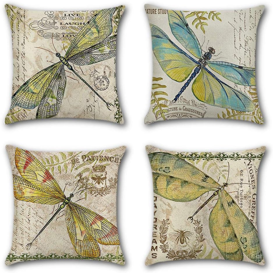 Artscope Cushion Covers, Set of 4 Cotton Linen Pillowcases Decorative