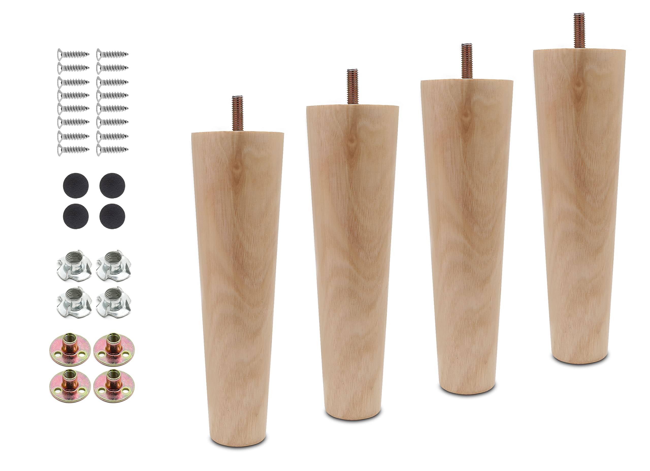 Photo 1 of Seimneire 4pcs 7 Inch Wood Furniture Legs, Straight Conical Solid Wood Sofa Legs, Mid-Century Style Furniture Feet for Sofa Cabinet Table Cupboard Couch Ottoman Home DIY Projects