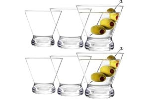 Youngever 6 Pack Plastic Martini Glasses, 10 Ounce Shatterproof Martini Cups, Stemless Martini Glasses
