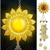 JYPS Solar Wind Chimes with Sunflower LED Lights, 42-Inch Large Waterproof Outdoor Garden Decor for Patio Yard, Unique Gifts for Women Mom Grandma, Mother's Day Christmas Birthday Easy-Install Design