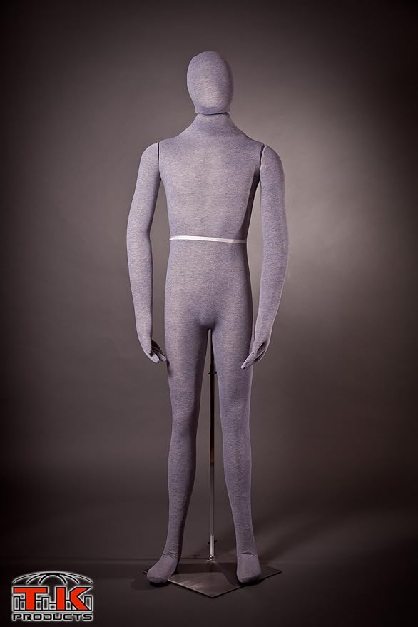 Male Mannequin, Flexible Posable Bendable Fullsize Soft Grey, by TK