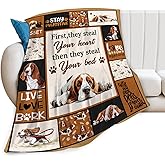 Basset Hound Blanket Ultra Soft Cozy Cute Dog Throw Blanket Fleece Fuzzy Plush Bedding Blanket Basset Hound Lovers Gifts for Women Girls Adults Couch Sofa 50"x40"