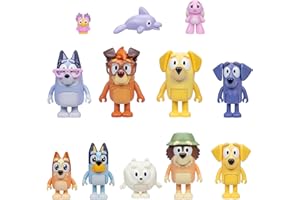 Bluey Super Fan Figurines for Toddlers Set, 11 Character Pack with Exclusive Figures, Toddler Figurine Toys Includes Bluey, Bingo & More, Ages 3+