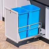 Insputer Dual Pull Out Trash Can Under Cabinet with Soft-Close Slides | Space Saving, Heavy Duty, Garbage Can Not Included, Under Sink Bin Kit for Home Kitchen, Requires Min Cabinets 17" W X 24" D