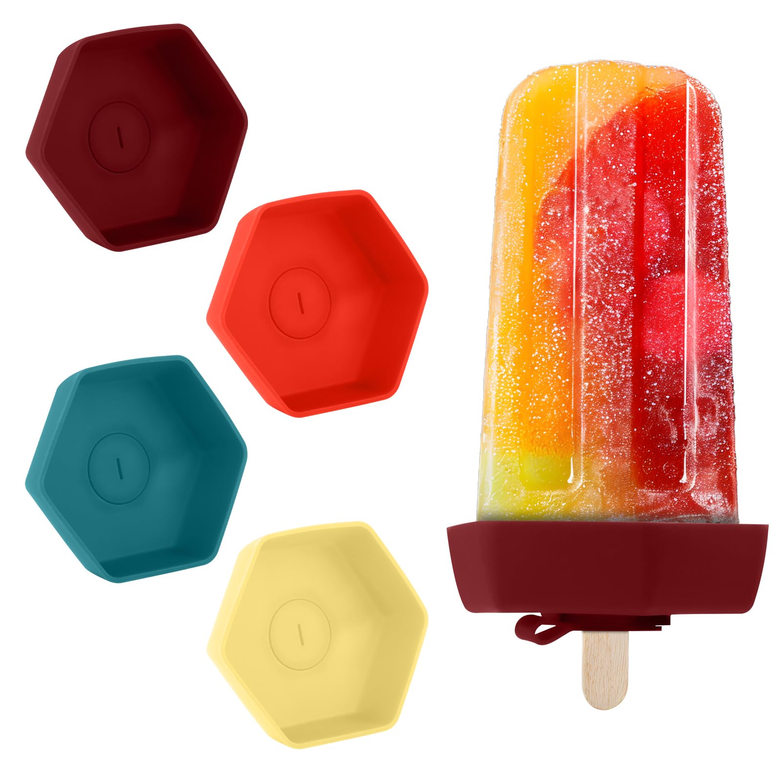 4 Pack Drip Free Silicone Popsicle Holders, 3.94x3.54in Reusable Ice Cream Holders Reusable Ice Pop Holders for Kids Popsicle Drip Holder Reusable Popsicle Holders for Toddlers