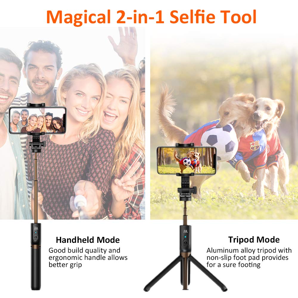 Perche Selfie Trépied MATONE Bluetooth Selfie Stick Monopode Extensible avec Télécommande, 360°Rotable Bâton de Selfie pour iPhone X/8/7 Plus/6S/6, Samsung Galaxy S9/S8 Plus, Gopro et Caméras d\'Action