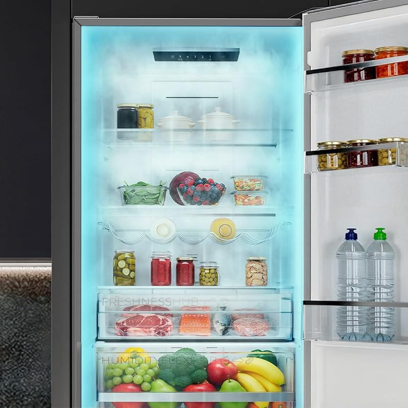 Kühl-Gefrier-Kombination 322 L Bolero CoolMarket Combi 322i Dark D, 185,5 cm Höhe, 59,5 cm Breite, Multi-Airflow-Technologie, HumidityFlex HUB, LED-Innenbeleuchtung