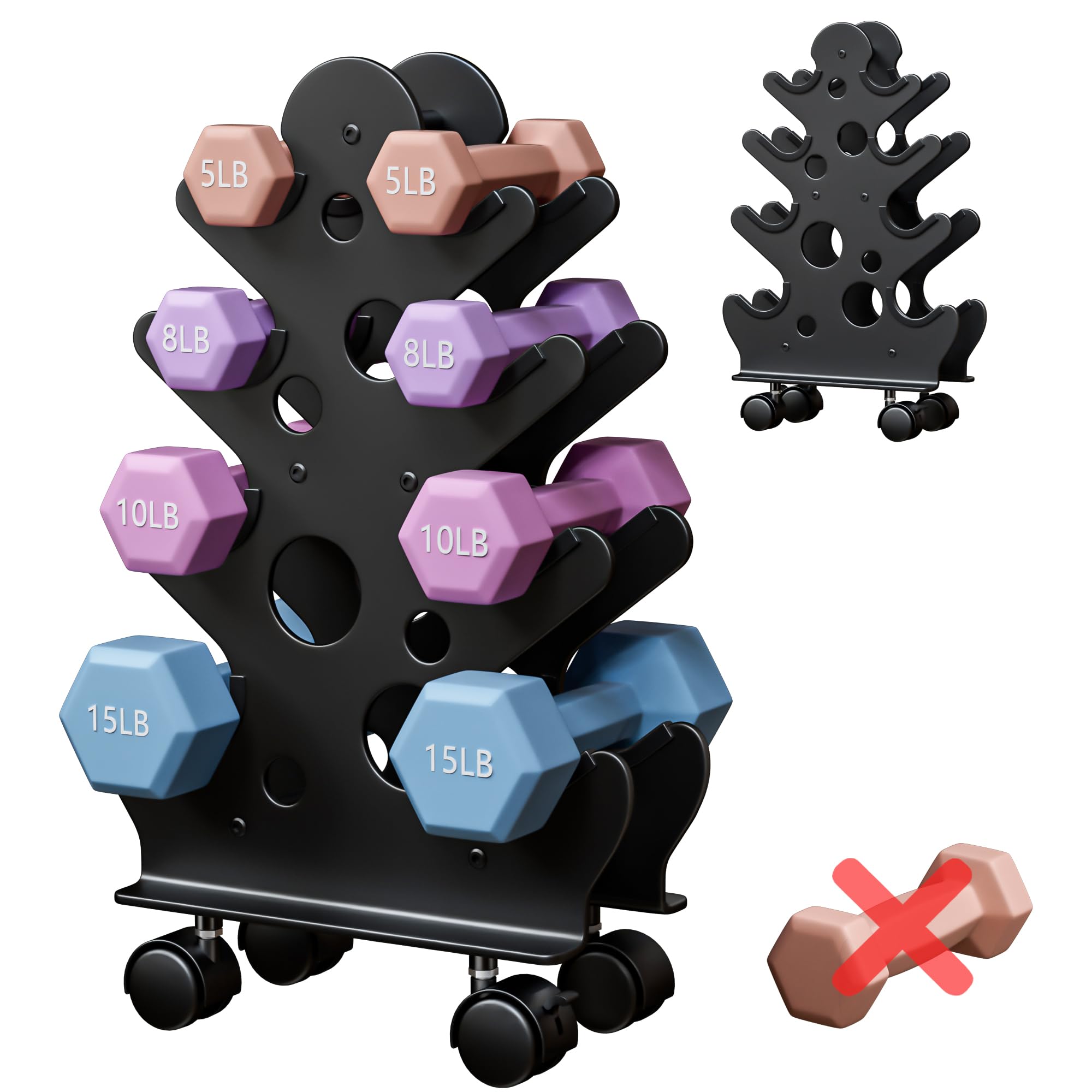 Photo 1 of Chinpakden Dumbbell Rack Stand with Wheels - A-Frame Weight Rack(Dumbbells Not Included), Dumbbell Storage Rack Weight Holder Dumbbell Holder for Home Gym Space Saver.