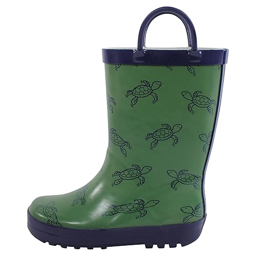 Hudson Baby Kids Rain Boots, Green Turtles, 6 US Unisex Toddler