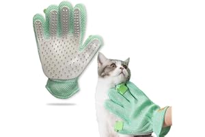 FURBB Pet Grooming Glove - Cat Dog Gentle Deshedding Brush Glove - Efficient Pet Hair Remover Massage Mitt - Enhanced Five Finger Design Perfect for Long Short Fur, Right Hand Pet Bathing (Green)
