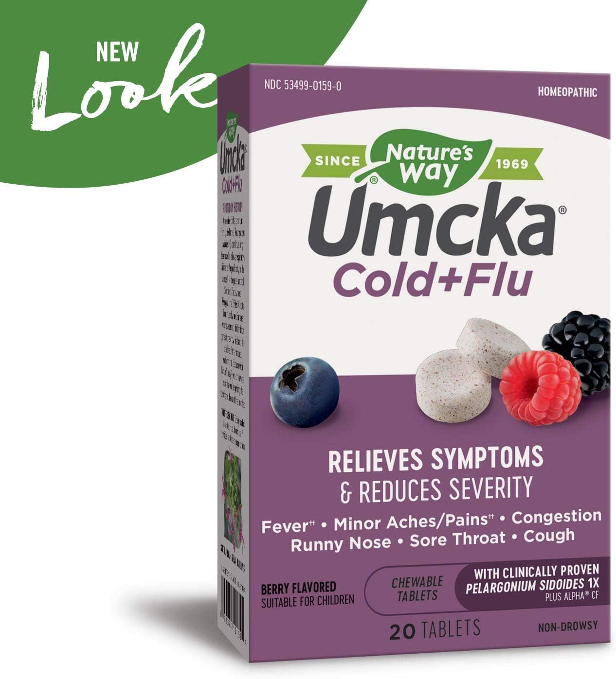 Nature's Way Umcka Cold+Flu Multi-Action Non-Drowsy, Berry Flavored, 20 Chewables: Health & Personal Care
