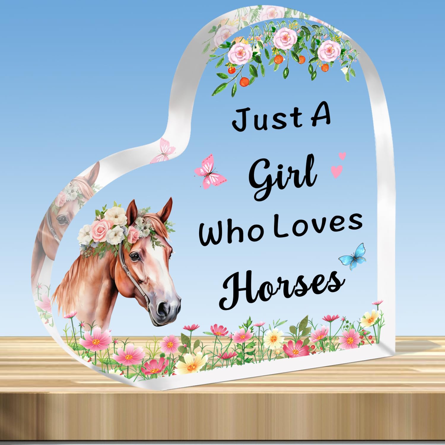 JMIMO Horse Gifts for Girls Cut Horse Acrylic Plaque Just A Girl Who Loves Horses