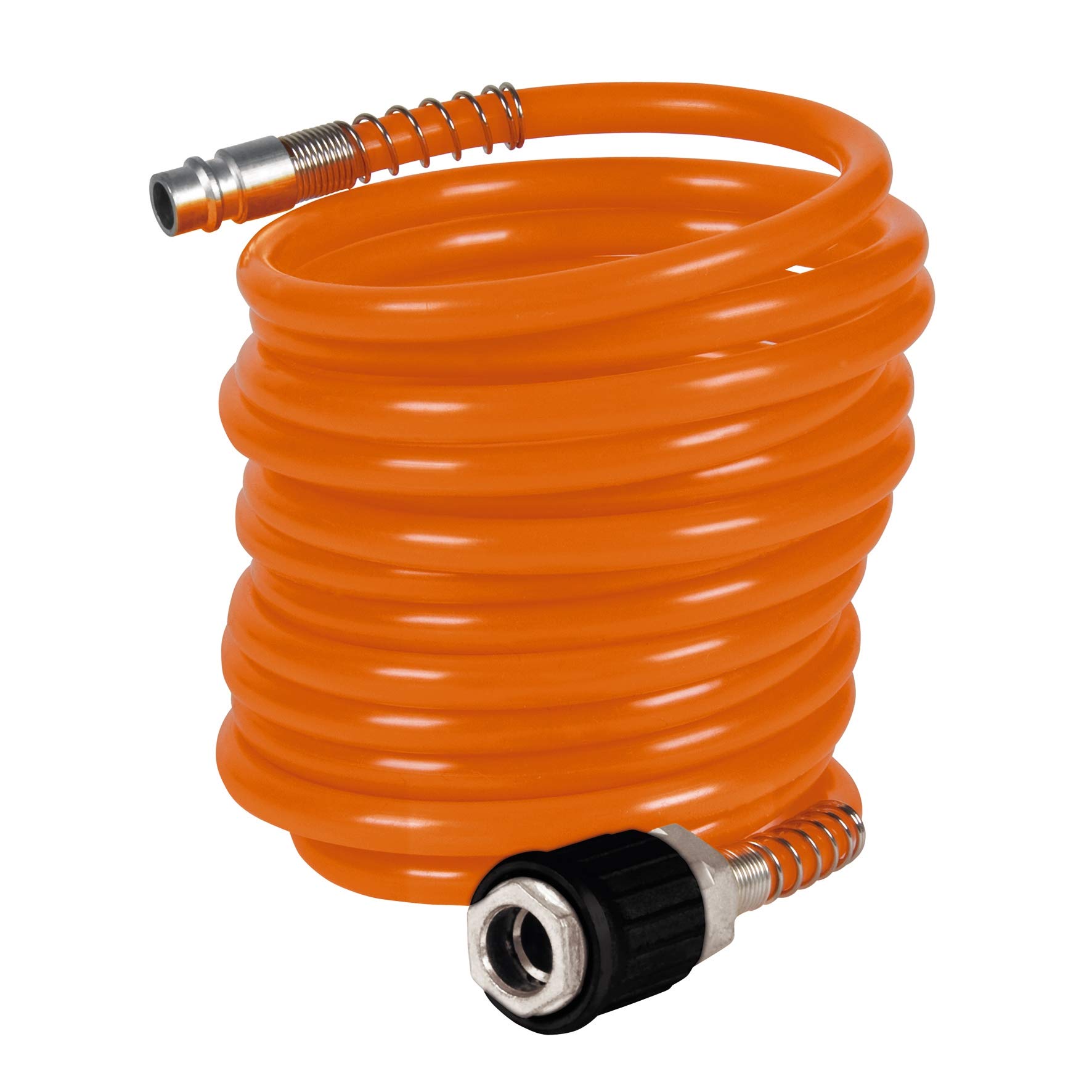 Original Einhell Spiral Hose 4 m (Compressor Accessories, 4 m Length, Inner Diameter 6 mm, Made of PU Material, Max. Working Pressure 10 Bar, Includes Quick Coupling & Plug Nipple)